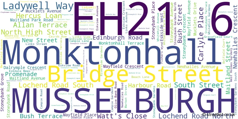 A word cloud for the EH21 6 postcode